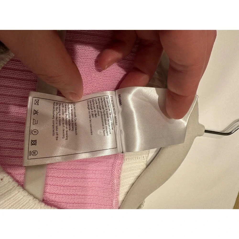 23P Chanel Pink Ribbed Knit CC Logo Button Cardigan Size 40